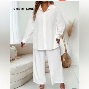 Women's White Wide-Leg Pants set